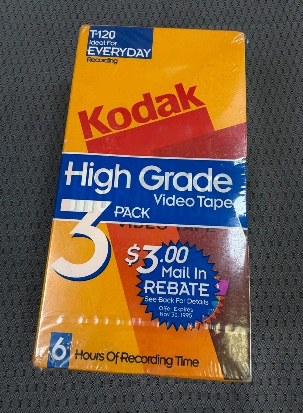 Kodak 3-Pack Video Cassette T-120 Blank VHS High Grade Tapes Sealed NEW